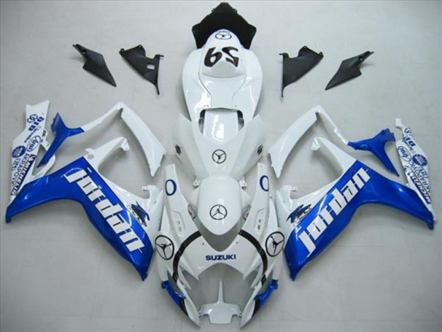 White Blue Jordan 06-07 GSXR 600 Motorcycle Fairings White Blue Jordan 06-07 GSXR 600 Motorcycle Fairings