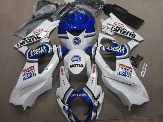 White Blue Lucky Strike Red Motul 07-08 GSXR 1000 Motorcycle Fairings White Blue Lucky Strike Red Motul 07-08 GSXR 1000 Motorcycle Fairings