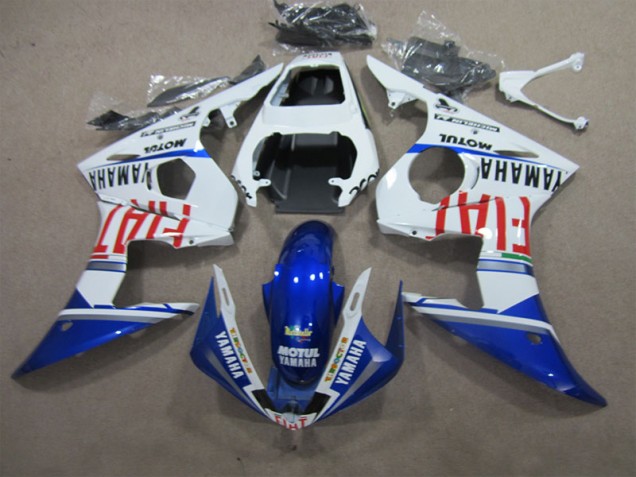 White Blue Motul Fiat 03-05 YZF R6 Motorcycle Fairings White Blue Motul Fiat 03-05 YZF R6 Motorcycle Fairings