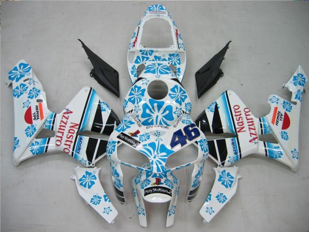 White Blue Nastro Azzurro 46 05-06 CBR600RR Motorcycle Fairings White Blue Nastro Azzurro 46 05-06 CBR600RR Motorcycle Fairings