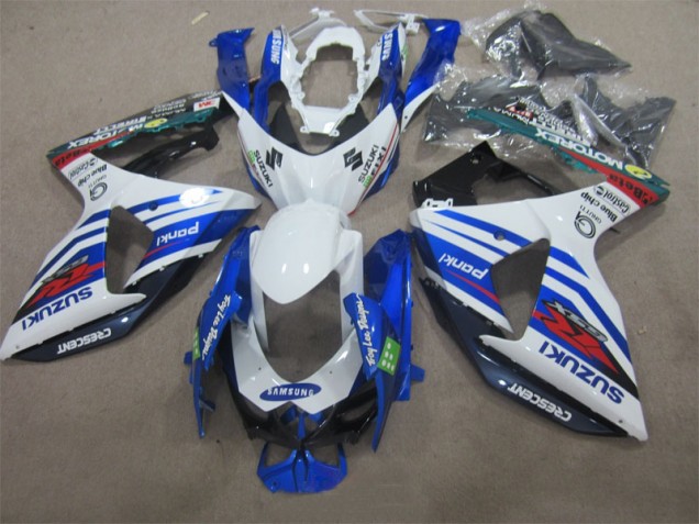 White Blue Samsung 09-16 GSXR 1000 Motorcycle Fairings White Blue Samsung 09-16 GSXR 1000 Motorcycle Fairings
