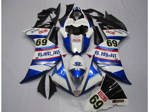 White Blue Sterilgarda SCALZ 69 09-11 YZF R1 Motorcycle Fairings