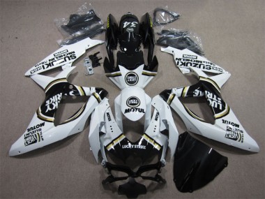 White Lucky Strike Black Motul 08-10 GSXR 600 Motorcycle Fairings