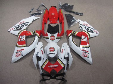 White Lucky Strike Red Motul 08-10 GSXR 600 Motorcycle Fairings