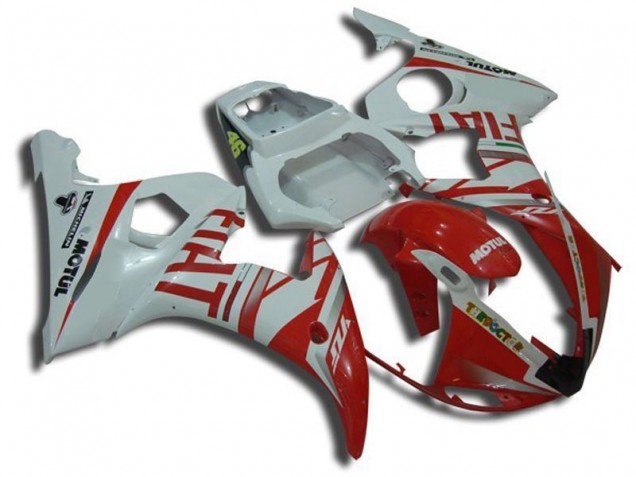 White Motul Red Fiat 03-05 YZF R6 Motorcycle Fairings White Motul Red Fiat 03-05 YZF R6 Motorcycle Fairings