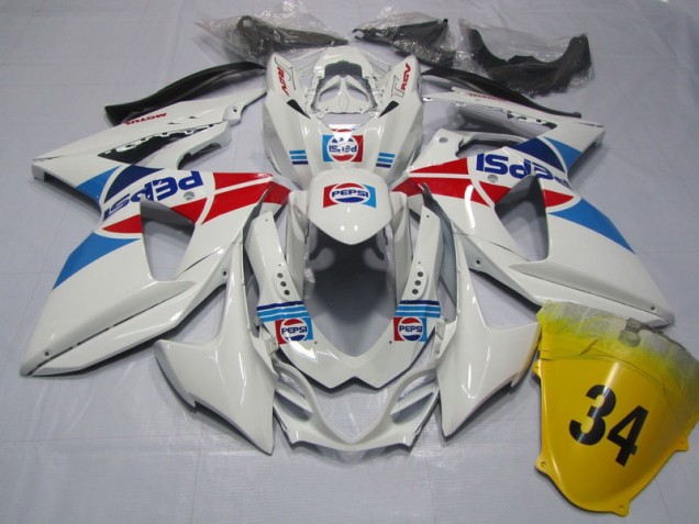 White Pepsi 34 09-16 GSXR 1000 Motorcycle Fairings White Pepsi 34 09-16 GSXR 1000 Motorcycle Fairings