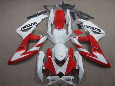 White Red 08-10 GSXR 600 Motorcycle Fairings