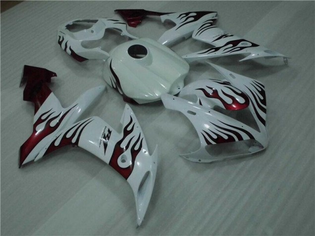 White Red Flame 04-06 YZF R1 Motorcycle Fairings