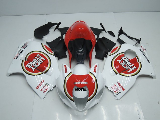 White Red Lucky Strike Motul 96-07 GSXR 1300 Hayabusa Motorcycle Fairings White Red Lucky Strike Motul 96-07 GSXR 1300 Hayabusa Motorcycle Fairings