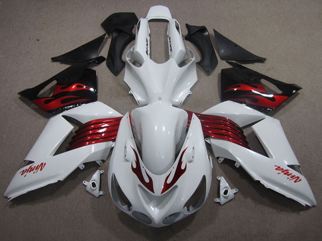 White Red Ninja 06-11 ZX14R ZZR1400 Motorcycle Fairings White Red Ninja 06-11 ZX14R ZZR1400 Motorcycle Fairings