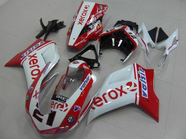 White Red Xerox 07-14 Ducati 848 1098 1198 Motorcycle Fairing