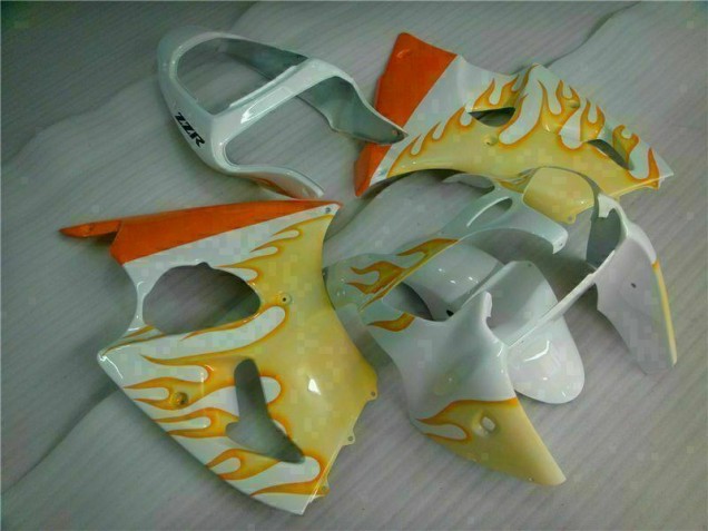 White Yellow Flame 00-02 ZX6R Motorcycle Fairings White Yellow Flame 00-02 ZX6R Motorcycle Fairings