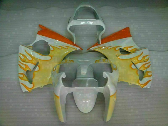 White Yellow Flame 00-02 ZX6R Motorcycle Fairings White Yellow Flame 00-02 ZX6R Motorcycle Fairings