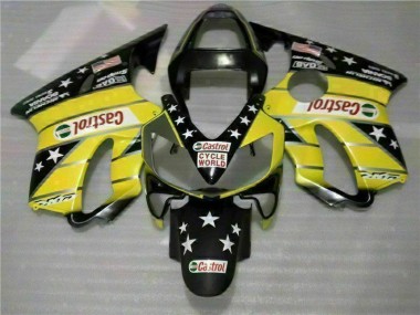 Yellow Black Castrol Cycle World 01-03 CBR600 F4i Motorcycle Fairings