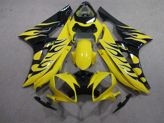 Yellow Black Flame 06-07 YZF R6 Motorcycle Fairings
