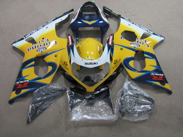 Yellow Blue Corona Extra 00-02 GSXR 1000 Motorcycle Fairings Yellow Blue Corona Extra 00-02 GSXR 1000 Motorcycle Fairings