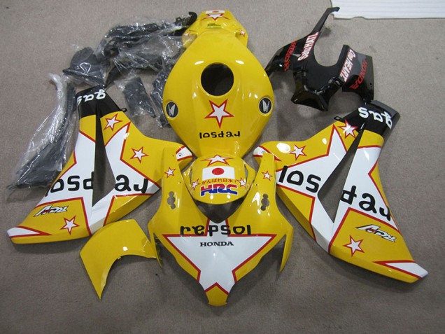 Yellow Repsol HRC 08-11 CBR1000RR Motorcycle Fairings